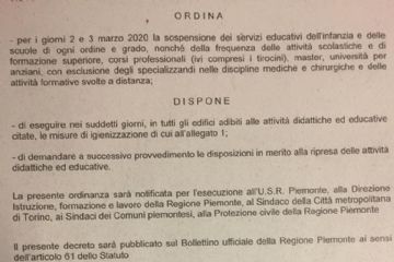 ORDINANZA DI SOSPENSIONE DELLE ATTIVITA&#39; DIDATTICHE ED EDUCATIVE NEI GIORNI 2 E 3 MARZO 2020