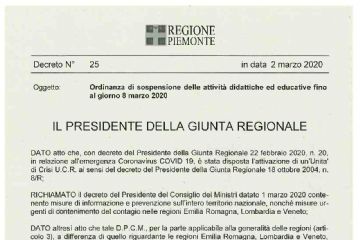 ORDINANZA DEL PRESIDENTE DELLA GIUNTA REGIONALE