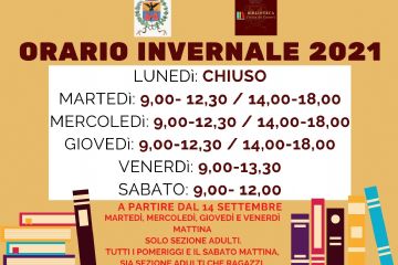 Orario invernale Biblioteca Civica di Cameri