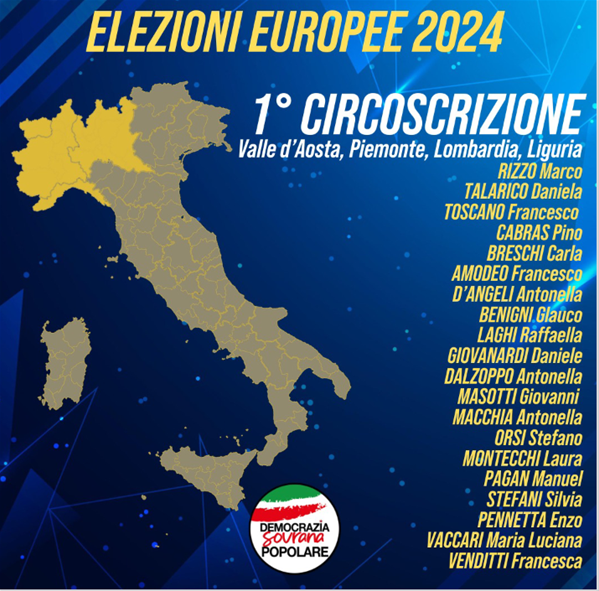 Raccolta firme lista “Democrazia Sovrana Popolare” per elezioni europee 2024