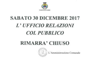 Chiusura Ufficio Relazioni col Pubblico